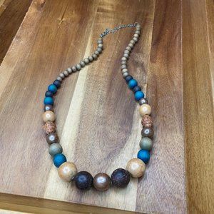 Earth Tone cocoa wood bead long natural necklace